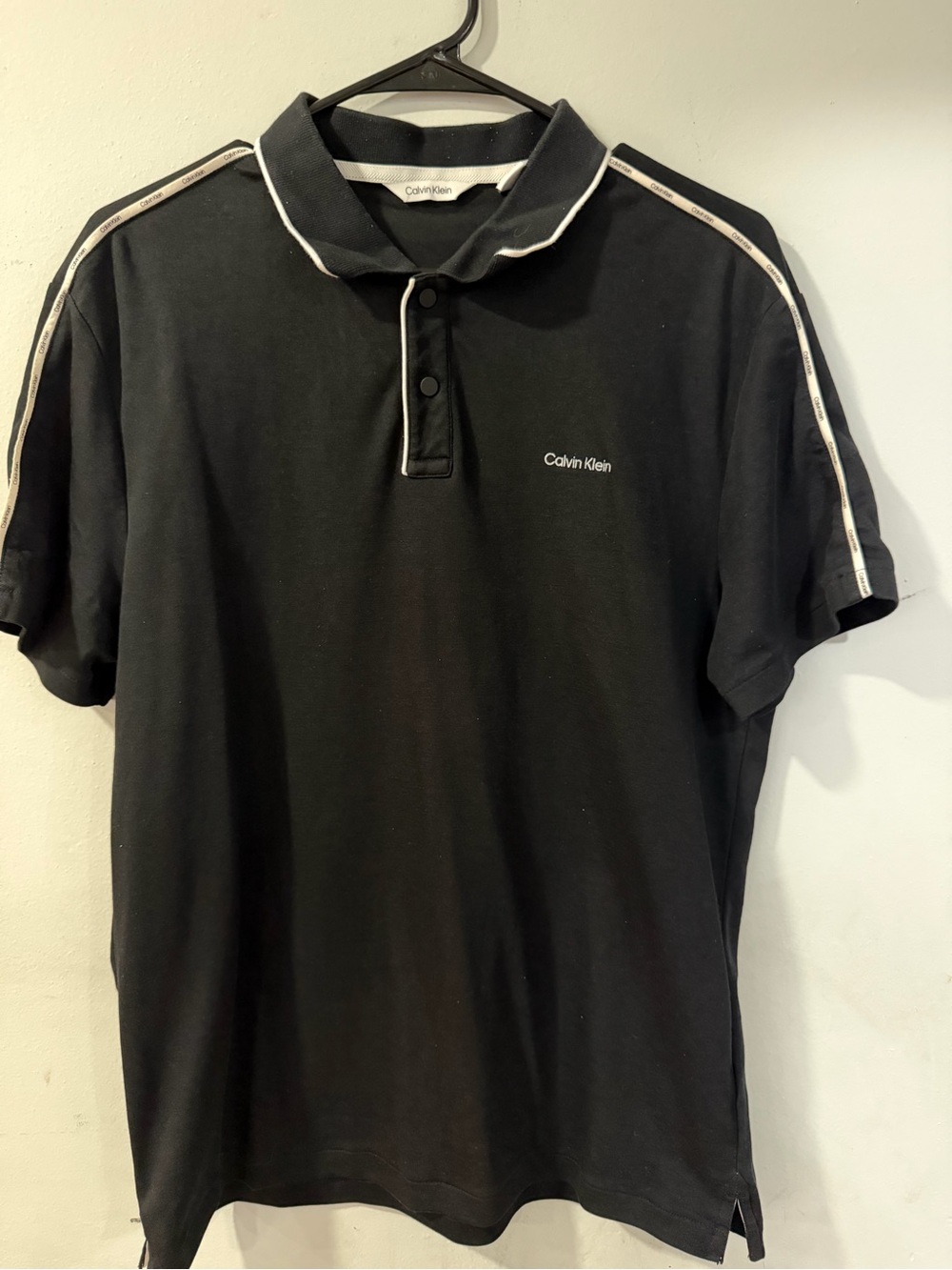 Calvin Klein Black Polo with White Contrast Piping M